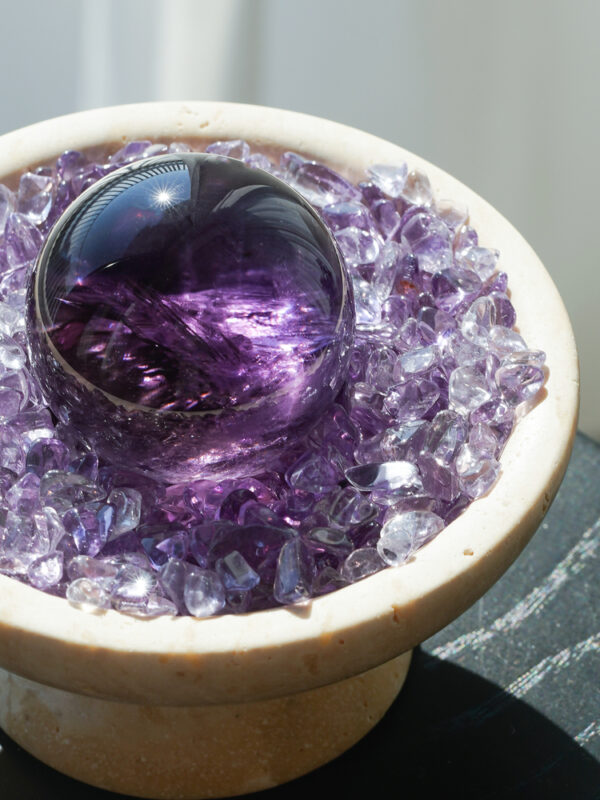 Amethyst Crystal Bowl with Sphere (1) Crystal-Sphere by Stone Blessings