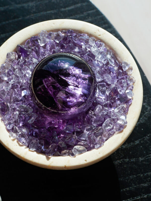 Amethyst Crystal Bowl with Sphere (2) Crystal-Sphere by Stone Blessings