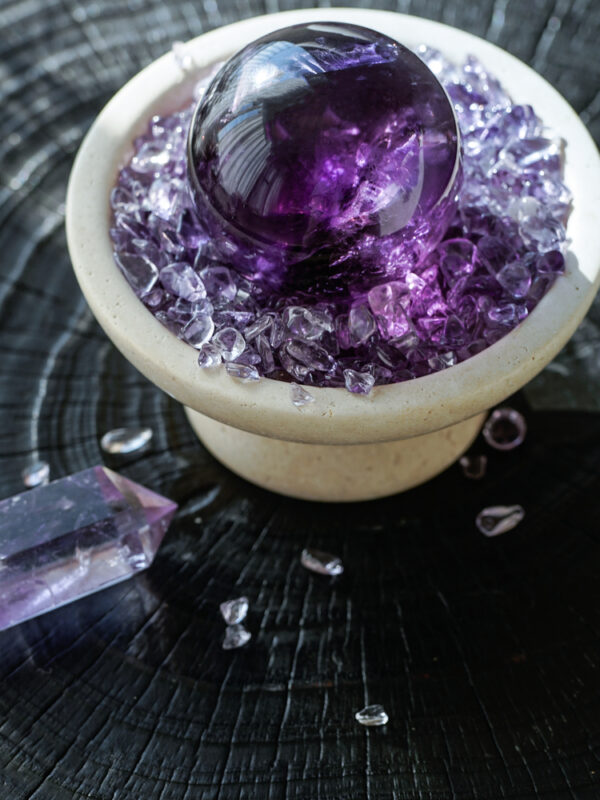 Amethyst Crystal Bowl with Sphere (3) Crystal-Sphere by Stone Blessings