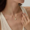 Brazilian Grape Chalcedony Necklace – Oval Cabochon with Gold-Plated Sterling Silver (1) Jewelry by Stone Blessings