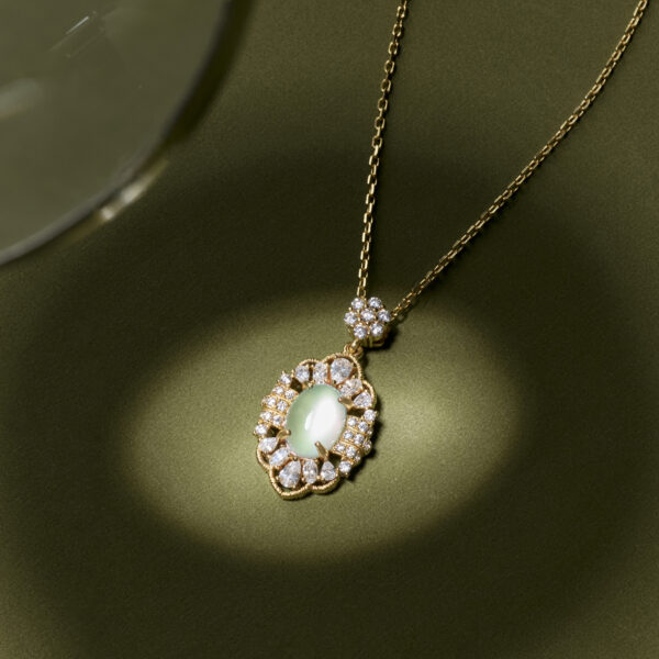 Brazilian Grape Chalcedony Necklace – Oval Cabochon with Gold-Plated Sterling Silver (2) Jewelry by Stone Blessings
