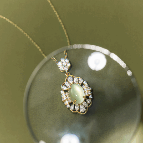 Brazilian Grape Chalcedony Necklace – Oval Cabochon with Gold-Plated Sterling Silver (2) Jewelry by Stone Blessings