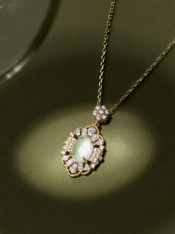 Brazilian Grape Chalcedony Necklace – Oval Cabochon with Gold-Plated Sterling Silver (2) Jewelry by Stone Blessings