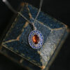 Garnet Pendant Necklace – 925 Sterling Silver with Blue Enamel (1) Jewelry by Stone Blessings