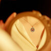 Garnet Pendant Necklace – 925 Sterling Silver with Blue Enamel (2) Jewelry by Stone Blessings