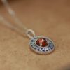 Garnet Pendant Necklace – 925 Sterling Silver with Blue Enamel (4) Jewelry by Stone Blessings