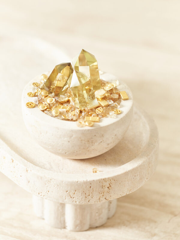 Natural Citrine Crystal Bowl with Towers