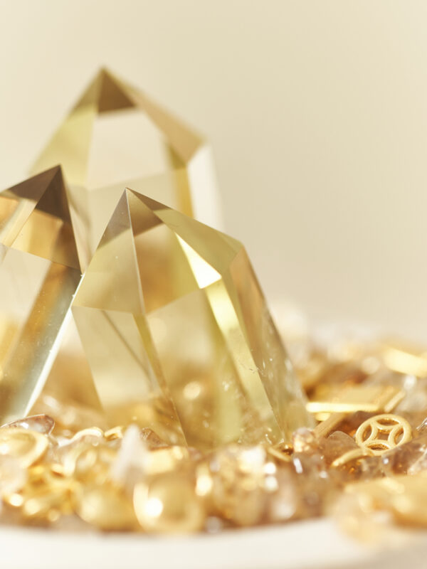 Natural Citrine Crystal Bowl with Towers