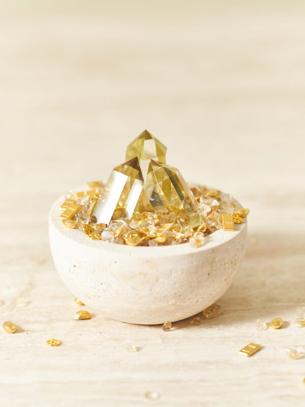 Natural Citrine Crystal Bowl with Towers (3) Natural Citrine Crystal Bowl with Towers