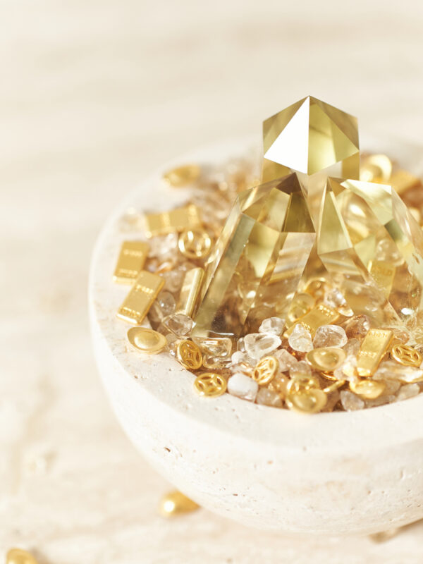 Natural Citrine Crystal Bowl with Towers