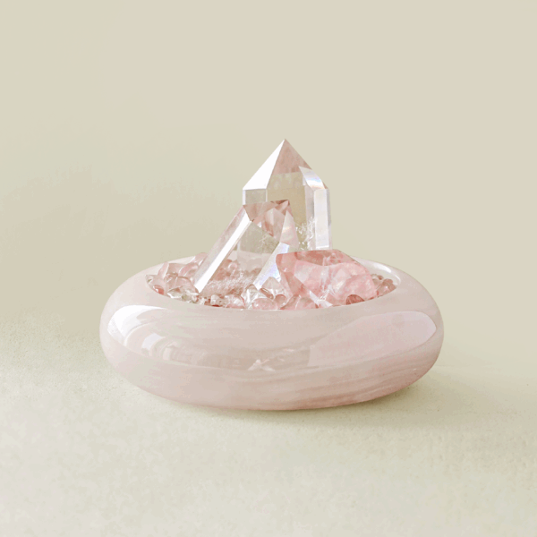 Rose Quartz Crystal Bowl – Energy Decor for Love & Relationships (1) Rose Quartz Crystal Bowl