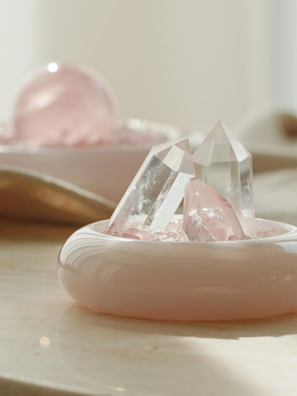 Rose Quartz Crystal Bowl – Energy Decor for Love & Relationships (1) Rose Quartz Crystal Bowl