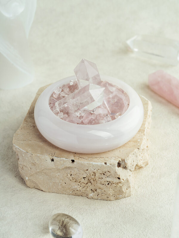 Rose Quartz Crystal Bowl – Energy Decor for Love & Relationships (2) Rose Quartz Crystal Bowl