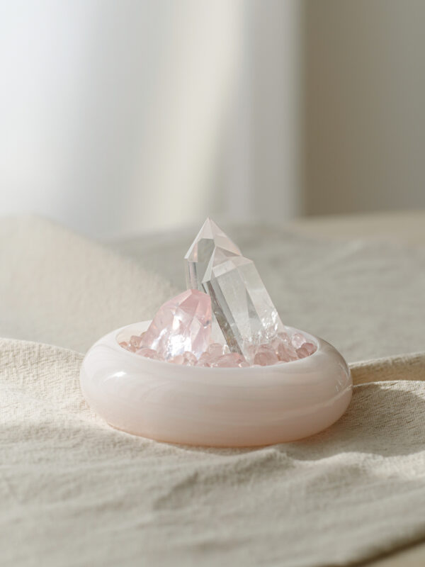 Rose Quartz Crystal Bowl – Energy Decor for Love & Relationships (3) Rose Quartz Crystal Bowl
