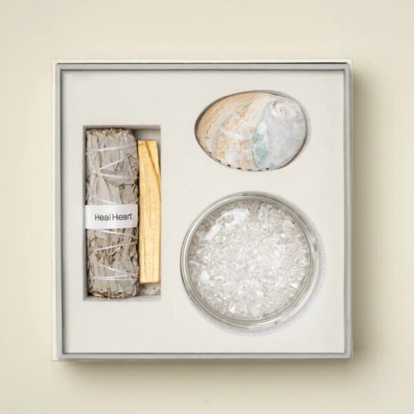 Smudging Kit – White Sage, Palo Santo, Salt & Shell (3) White Sage, Palo Santo, Crystal Chips & Shell