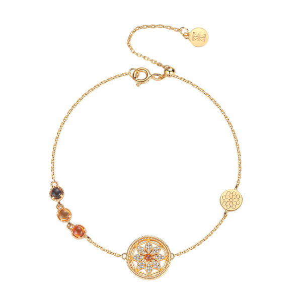 Tanzanite, Citrine & Smoky Quartz Bracelet – Sterling Silver with Gold Plating (5) Jewelry by Stone Blessings