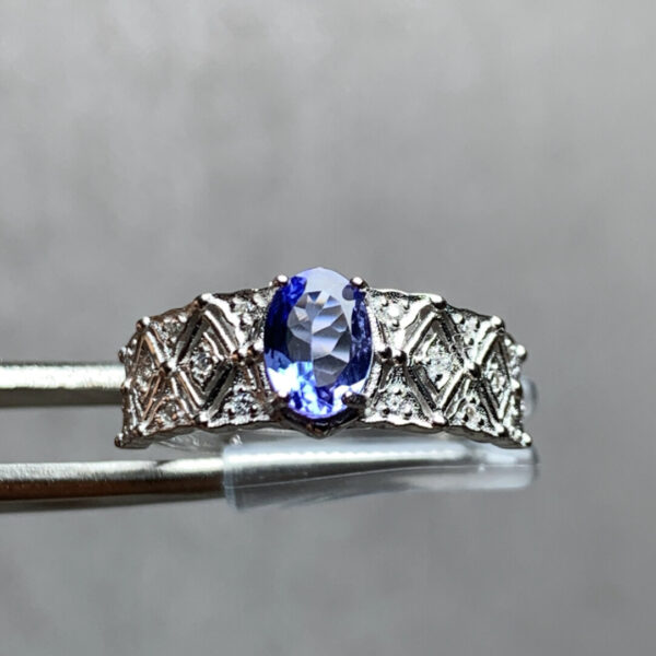 image_天然高品坦桑石戒指通体s925银..._0 Tanzanite Elegance Ring – Adjustable Sterling Silver Band of Modern Grace