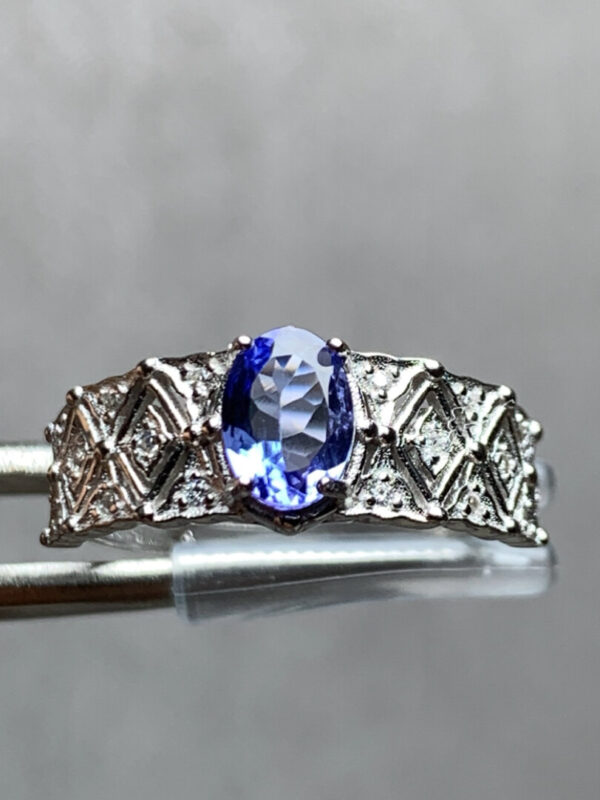 image_天然高品坦桑石戒指通体s925银..._0 Tanzanite Elegance Ring – Adjustable Sterling Silver Band of Modern Grace