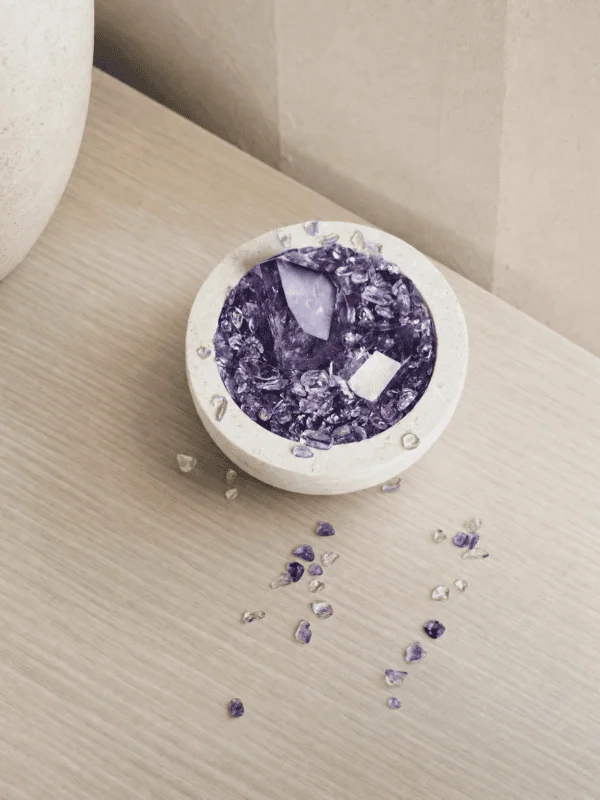 stone-blessings-amethyst-crystal-bowl-styled-on-a-light-wood-floor-with-scattered-amethyst-chips-in-a-quiet-corner-setting Stone Blessings amethyst crystal bowl styled on a light wood floor with scattered amethyst chips in a quiet corner setting