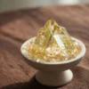 Citrine Cluster in Pedestal Bowl styled on a wood surface