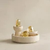 Citrine Three-Piece Set on Round Travertine Tray front view