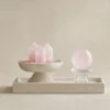 Rose Quartz Two-Piece Set on Travertine Tray