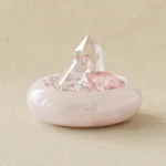 Rose Quartz Points in Pink Marble Vessel front view