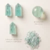 Fluorite Points and Sphere on Travertine Tray detail breakdown with size reference